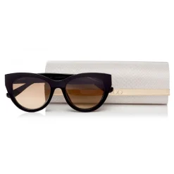 Jimmy Choo - Chana - Black Cat-Eye Acetate Sunglasses with Gold Chain Detailing - Sunglasses - Jimmy Choo Eyewear - Avvenice