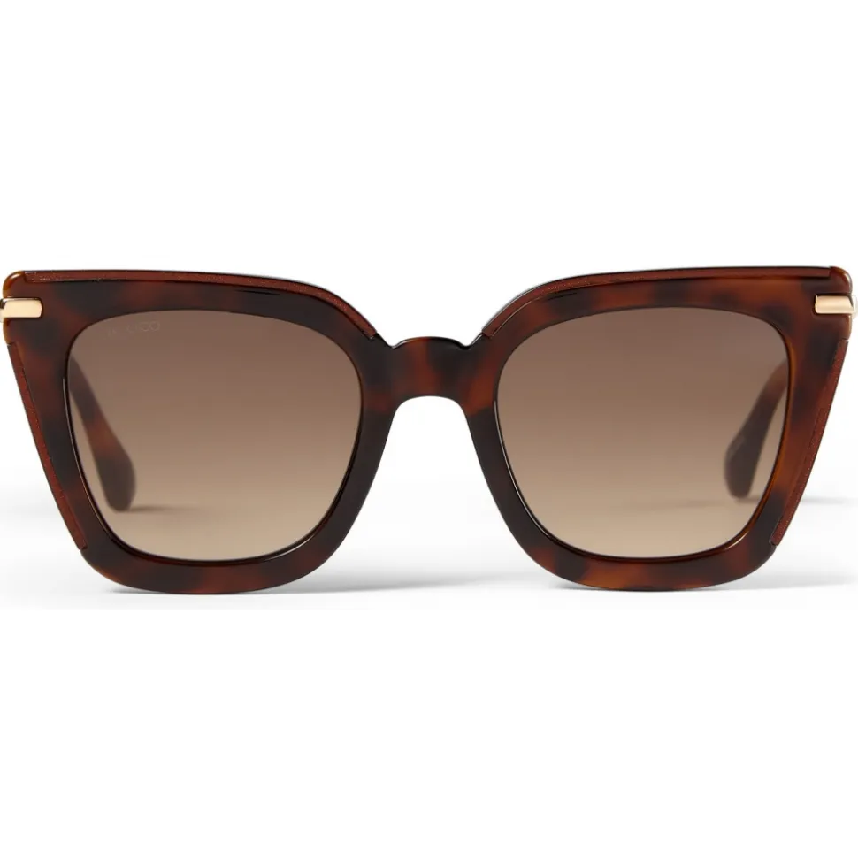 Jimmy Choo - Ciara - Brown Cat Eye Sunglasses with Rose Gold Temples - Jimmy Choo Eyewear - Avvenice
