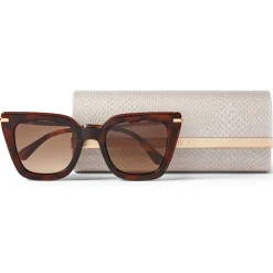 Jimmy Choo - Ciara - Brown Cat Eye Sunglasses with Rose Gold Temples - Jimmy Choo Eyewear - Avvenice