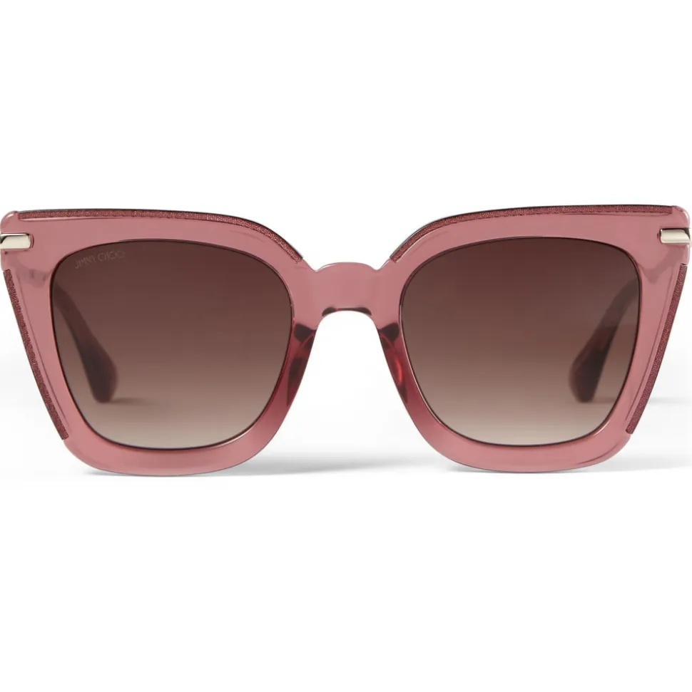 Jimmy Choo - Ciara - Burgundy Cat Eye Sunglasses with Light Gold Temples - Jimmy Choo Eyewear - Avvenice
