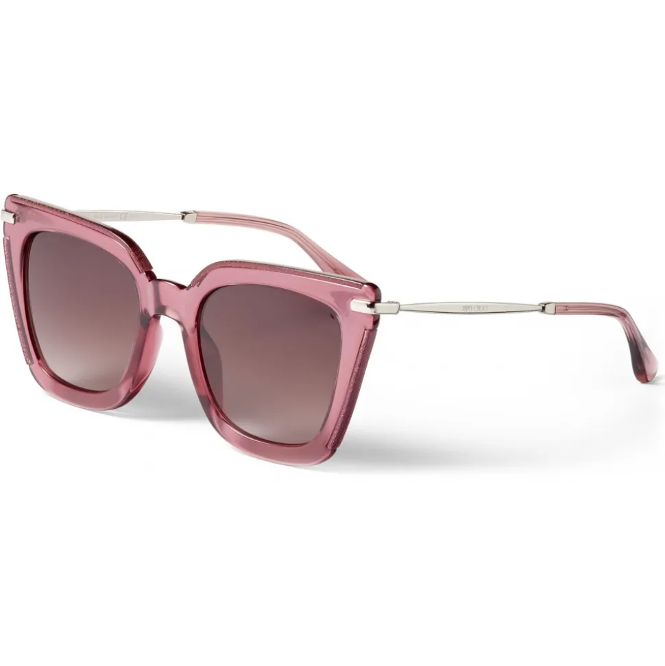 Jimmy Choo - Ciara - Burgundy Cat Eye Sunglasses with Light Gold Temples - Jimmy Choo Eyewear - Avvenice