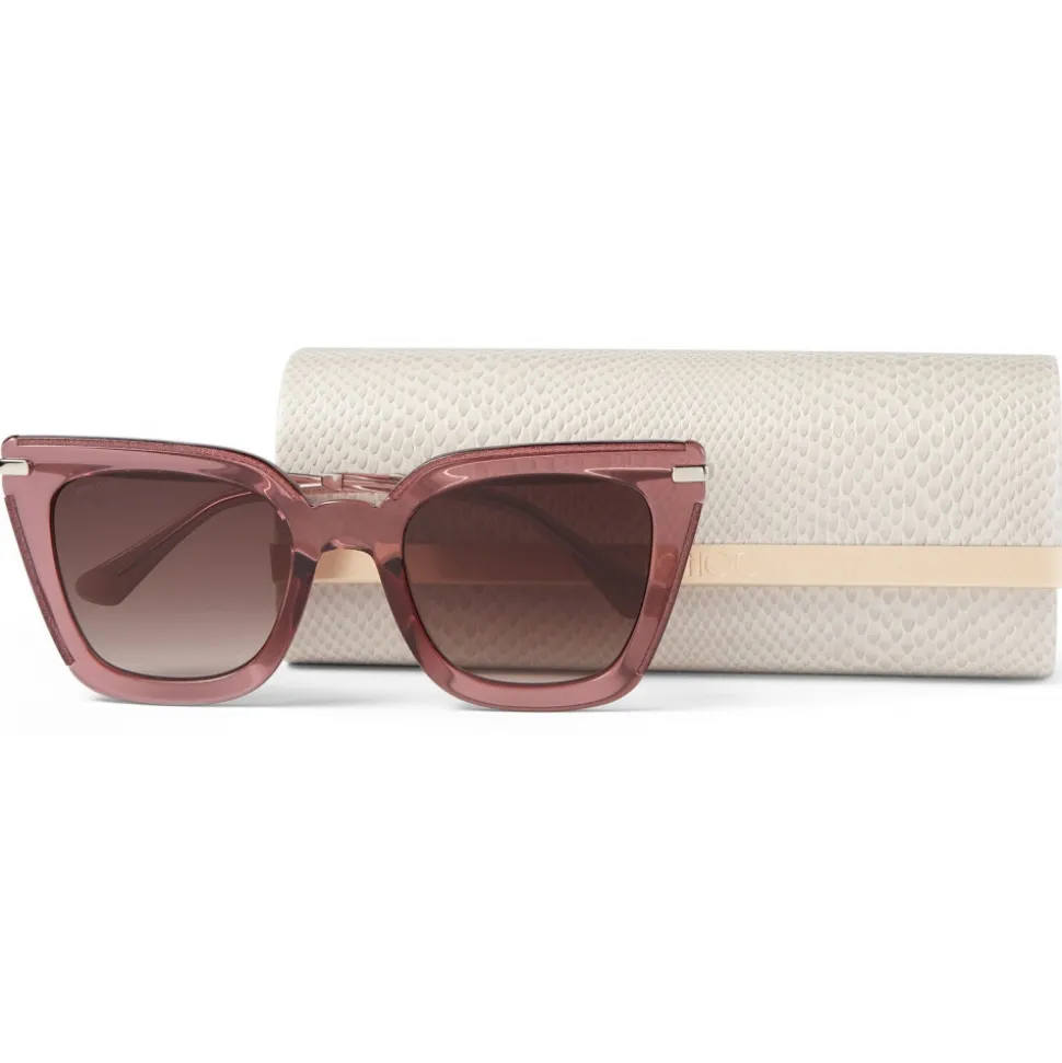 Jimmy Choo - Ciara - Burgundy Cat Eye Sunglasses with Light Gold Temples - Jimmy Choo Eyewear - Avvenice
