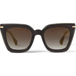 Jimmy Choo - Ciara - Grey and Rose Gold Cat Eye Sunglasses with Mirrored Lenses and Metal Frame - Jimmy Choo Eyewear - Avvenice