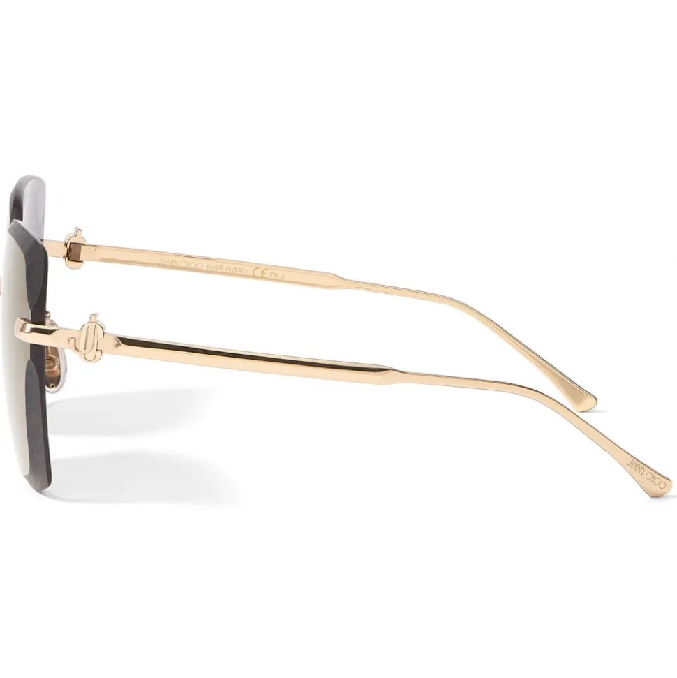 Jimmy Choo - Corin - Copper Gold Metal Square Sunglasses with Brown-Shaded Lenses - Avvenice
