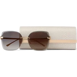 Jimmy Choo - Corin - Copper Gold Metal Square Sunglasses with Brown-Shaded Lenses - Avvenice