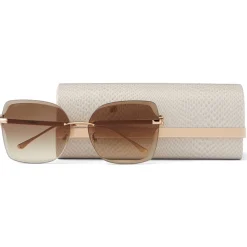 Jimmy Choo - Corin - Copper Gold Metal Square Sunglasses with Brown-Shaded Lenses - Jimmy Choo Eyewear - Avvenice