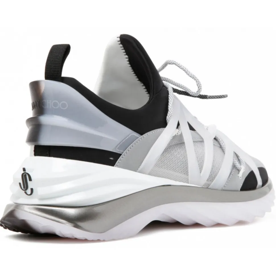 Jimmy Choo - Cosmos/M Calf Leather Low Top Sneakers - Black White Light Grey - Jimmy Choo Exclusive Luxury Collection - Avvenice