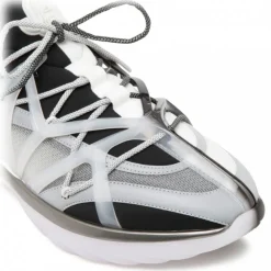 Jimmy Choo - Cosmos/M Calf Leather Low Top Sneakers - Black White Light Grey - Jimmy Choo Exclusive Luxury Collection - Avvenice