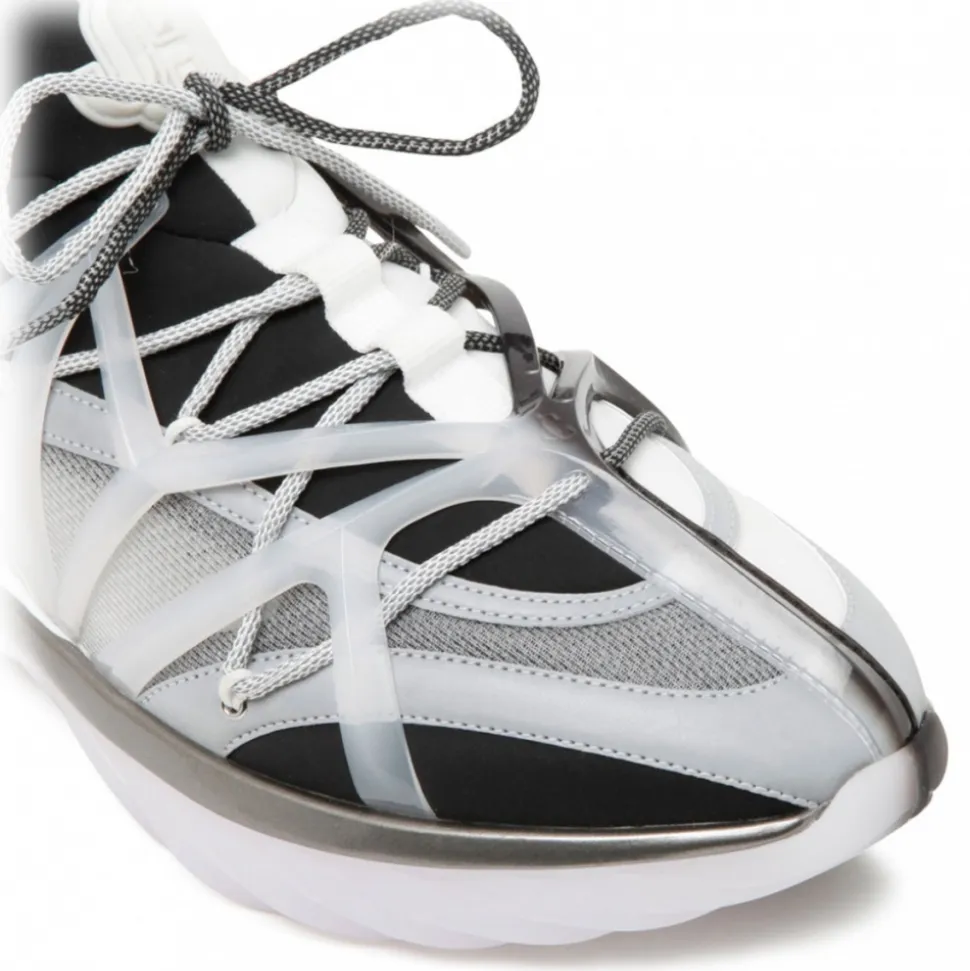 Jimmy Choo - Cosmos/M Calf Leather Low Top Sneakers - Black White Light Grey - Jimmy Choo Exclusive Luxury Collection - Avvenice