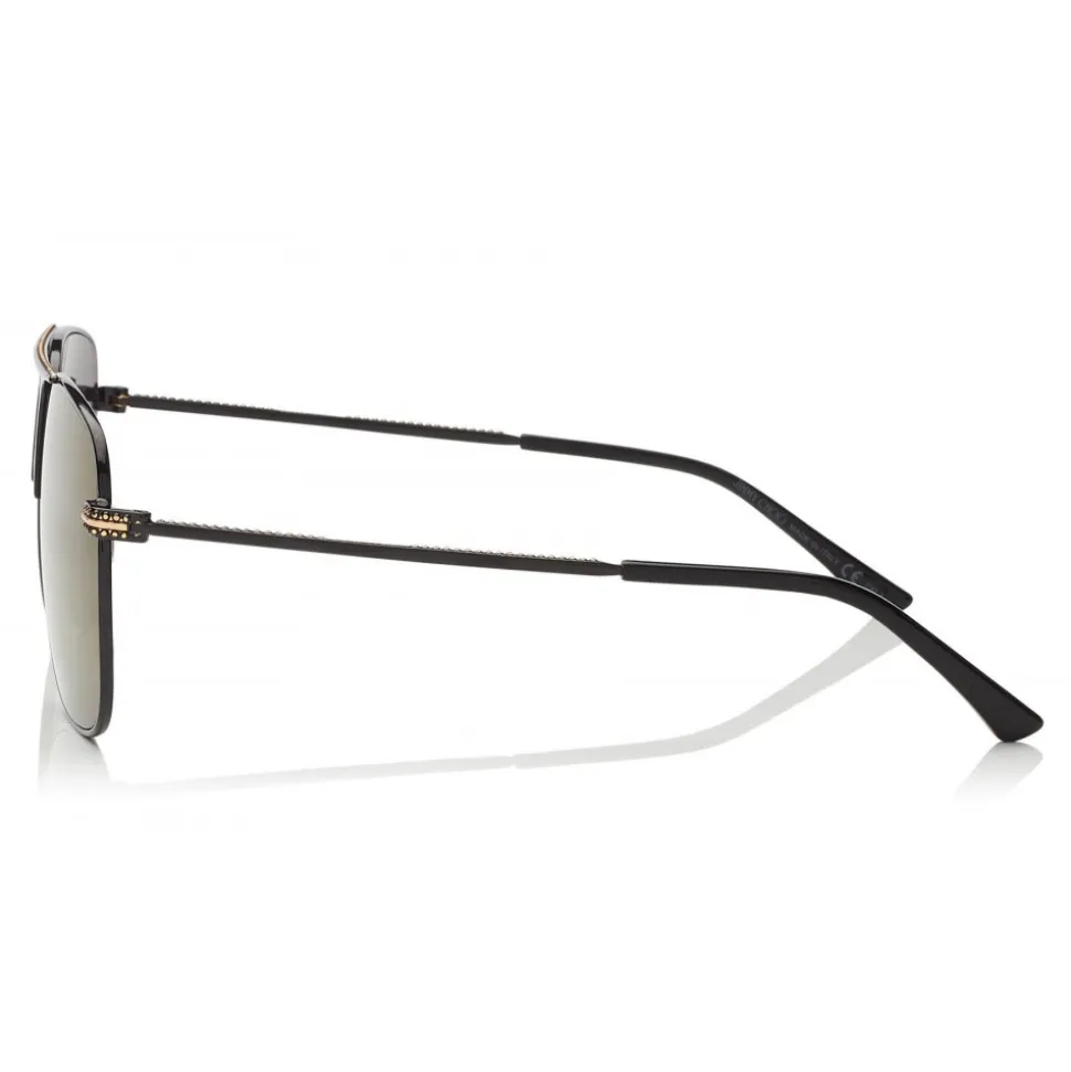 Jimmy Choo - Dan - Black Square Frame Sunglasses with Gold Mirror Lenses - Jimmy Choo Eyewear - Avvenice