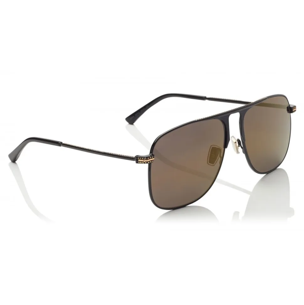 Jimmy Choo - Dan - Black Square Frame Sunglasses with Gold Mirror Lenses - Jimmy Choo Eyewear - Avvenice