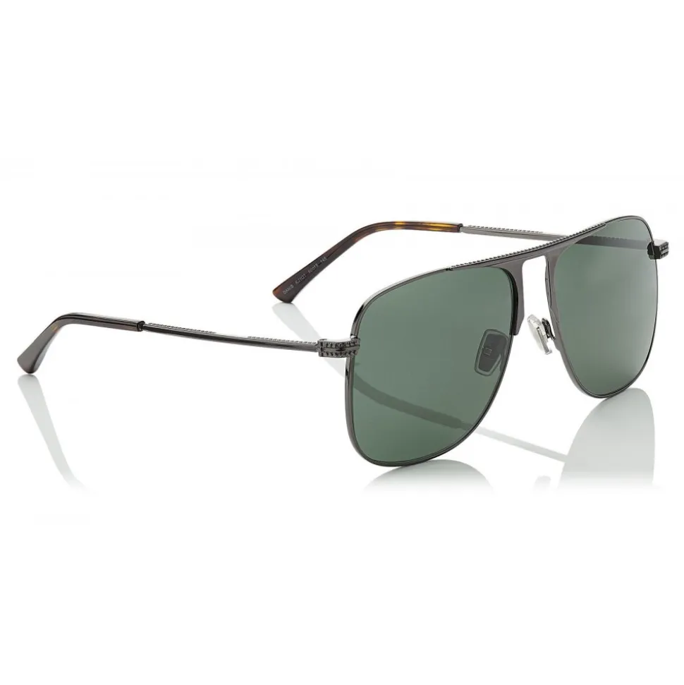 Jimmy Choo - Dan - Dark Ruthenium Square Frame Sunglasses with Green Lenses - Jimmy Choo Eyewear - Avvenice