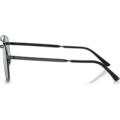 Jimmy Choo - Dave - Black and Silver Oval Sunglasses with Mirror Lenses - Jimmy Choo Eyewear - Avvenice