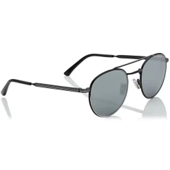 Jimmy Choo - Dave - Black and Silver Oval Sunglasses with Mirror Lenses - Jimmy Choo Eyewear - Avvenice