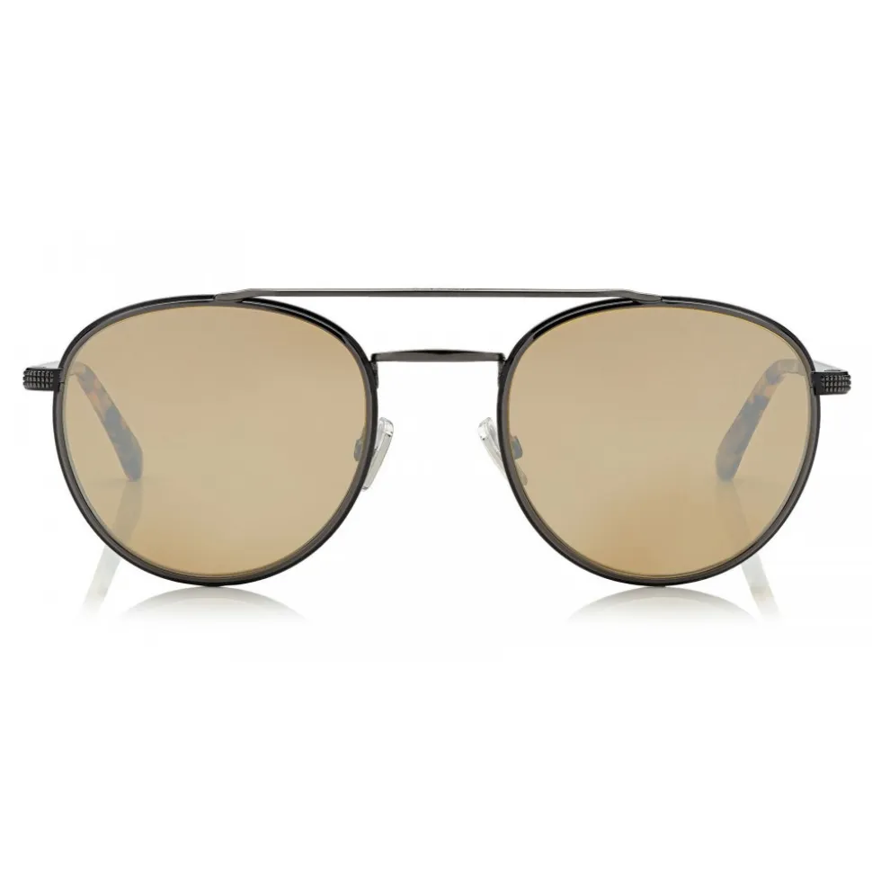 Jimmy Choo - Dave - Black and Dark Ruthenium Metal Aviator Sunglasses - Jimmy Choo Eyewear - Avvenice
