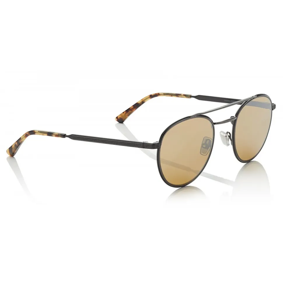 Jimmy Choo - Dave - Black and Dark Ruthenium Metal Aviator Sunglasses - Jimmy Choo Eyewear - Avvenice