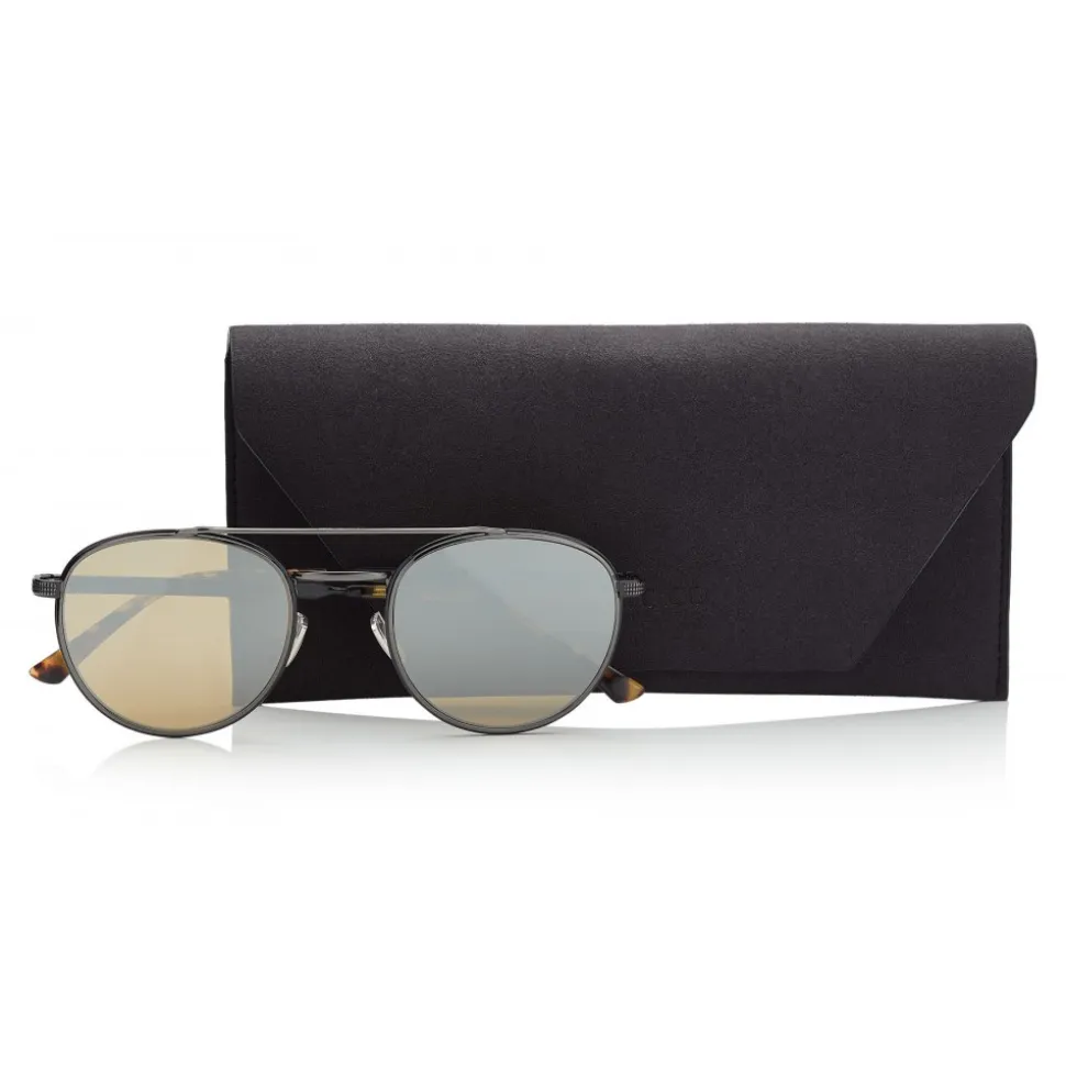 Jimmy Choo - Dave - Black and Dark Ruthenium Metal Aviator Sunglasses - Jimmy Choo Eyewear - Avvenice