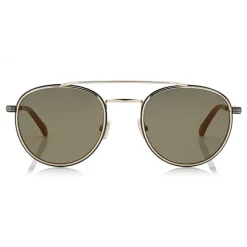 Jimmy Choo - Dave - Black and Gold Metal Aviator Sunglasses with Mirror Lenses - Jimmy Choo Eyewear - Avvenice