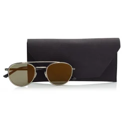 Jimmy Choo - Dave - Black and Gold Metal Aviator Sunglasses with Mirror Lenses - Jimmy Choo Eyewear - Avvenice