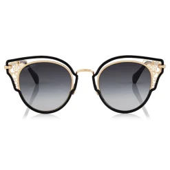 Jimmy Choo - Dhelia - Black and Rose Gold Metal Sunglasses - Jimmy Choo Eyewear - Cara Delevigne Official - Avvenice