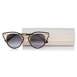 Jimmy Choo - Dhelia - Black and Rose Gold Metal Sunglasses - Jimmy Choo Eyewear - Cara Delevigne Official - Avvenice