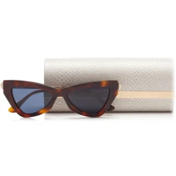 Jimmy Choo - Donna - Blue Avio Cat Eye Sunglasses with Havana Frame - Jimmy Choo Eyewear - Avvenice