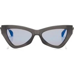 Jimmy Choo - Donna - Blue Sky Mirror Cat Eye Sunglasses with Grey Glitter - Jimmy Choo Eyewear - Avvenice