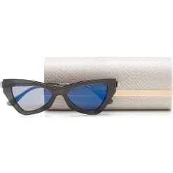 Jimmy Choo - Donna - Blue Sky Mirror Cat Eye Sunglasses with Grey Glitter - Jimmy Choo Eyewear - Avvenice