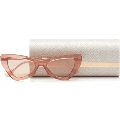 Jimmy Choo - Donna - Pink Flash and Silver Cat Eye Sunglasses with Pink Glitter - Jimmy Choo Eyewear - Avvenice