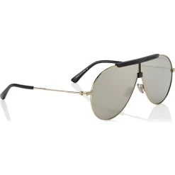 Jimmy Choo - Eddy - Silver Mirror Aviator Sunglasses with Antique Gold Grey and Khaki - Avvenice