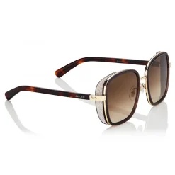 Jimmy Choo - Elva - Black and Gold Metal Oversized Sunglasses with Crystal Fabric Detailing - Sunglasses - Jimmy Choo Eyewear - Avvenice