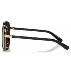 Jimmy Choo - Elva - Black and Rose Gold Oversized Sunglasses with Leopard Leather Detailing - Sunglasses - Jimmy Choo Eyewear - Avvenice