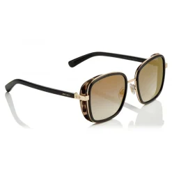 Jimmy Choo - Elva - Black and Rose Gold Oversized Sunglasses with Leopard Leather Detailing - Sunglasses - Jimmy Choo Eyewear - Avvenice