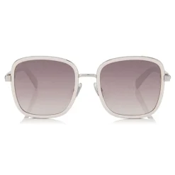 Jimmy Choo - Elva - Ivory Metal Oversized Sunglasses with Nude Shimmer Suede Detailing - Jimmy Choo Eyewear - Avvenice