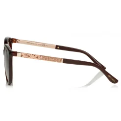 Jimmy Choo - Erie - Brown Havana Oversized Sunglasses with Metal Plexi Glitter - Sunglasses - Jimmy Choo Eyewear - Avvenice