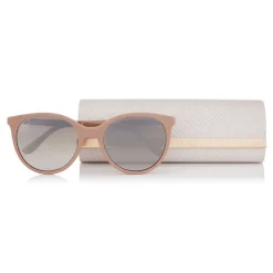 Jimmy Choo - Erie - Nude Oversized Sunglasses with Metal Plexi Glitter - Sunglasses - Jimmy Choo Eyewear - Avvenice