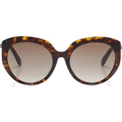 Jimmy Choo - Etty - Brown Shaded Oval Sunglasses with Dark Havana Frame - Jimmy Choo Eyewear - Avvenice