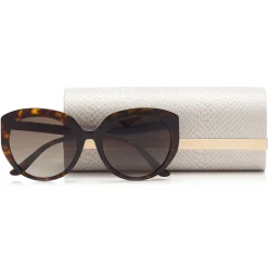 Jimmy Choo - Etty - Brown Shaded Oval Sunglasses with Dark Havana Frame - Jimmy Choo Eyewear - Avvenice