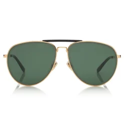 Jimmy Choo - Fin - Gold and Black Metal Aviator Sunglasses - Jimmy Choo Eyewear - Avvenice