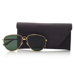Jimmy Choo - Fin - Gold and Black Metal Aviator Sunglasses - Jimmy Choo Eyewear - Avvenice