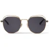 Jimmy Choo - Franny - Palladium and Rose-Gold Hexagon Sunglasses with Crystal Grey Silver Mirror Lenses - Avvenice