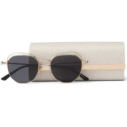 Jimmy Choo - Franny - Palladium and Rose-Gold Hexagon Sunglasses with Crystal Grey Silver Mirror Lenses - Avvenice