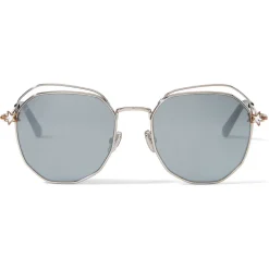 Jimmy Choo - Franny - Rose-Gold and Palladium Hexagon Sunglasses with Grey Lenses - Avvenice