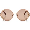 Jimmy Choo - Gema - Nude Round Shaped Metal Sunglasses with Swarovski Crystals and Pearls - Jimmy Choo Eyewear - Avvenice