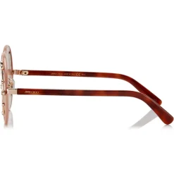 Jimmy Choo - Gema - Nude Round Shaped Metal Sunglasses with Swarovski Crystals and Pearls - Jimmy Choo Eyewear - Avvenice