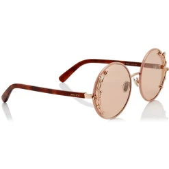 Jimmy Choo - Gema - Nude Round Shaped Metal Sunglasses with Swarovski Crystals and Pearls - Jimmy Choo Eyewear - Avvenice