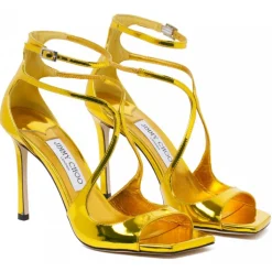 Jimmy Choo - Gold Metallic Effect Leather Sandals - Jimmy Choo Exclusive Luxury Collection - Avvenice
