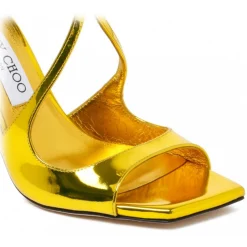 Jimmy Choo - Gold Metallic Effect Leather Sandals - Jimmy Choo Exclusive Luxury Collection - Avvenice