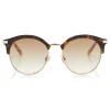 Jimmy Choo - Hally - Dark Havana Round Frame Sunglasses with Perforated Star Detailing - Jimmy Choo Eyewear - Avvenice