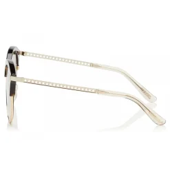 Jimmy Choo - Hally - Dark Havana Round Frame Sunglasses with Perforated Star Detailing - Jimmy Choo Eyewear - Avvenice